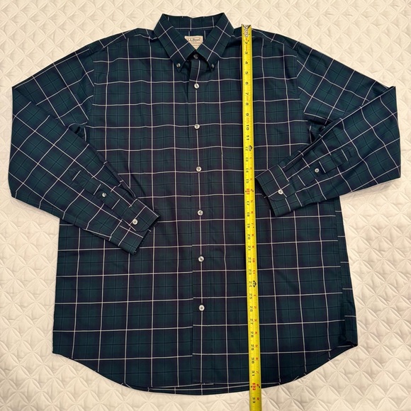 L.L. Bean Traditional Fit Cotton Blue Green Plaid Tartan Button Down Shirt Sz L - Picture 3 of 16